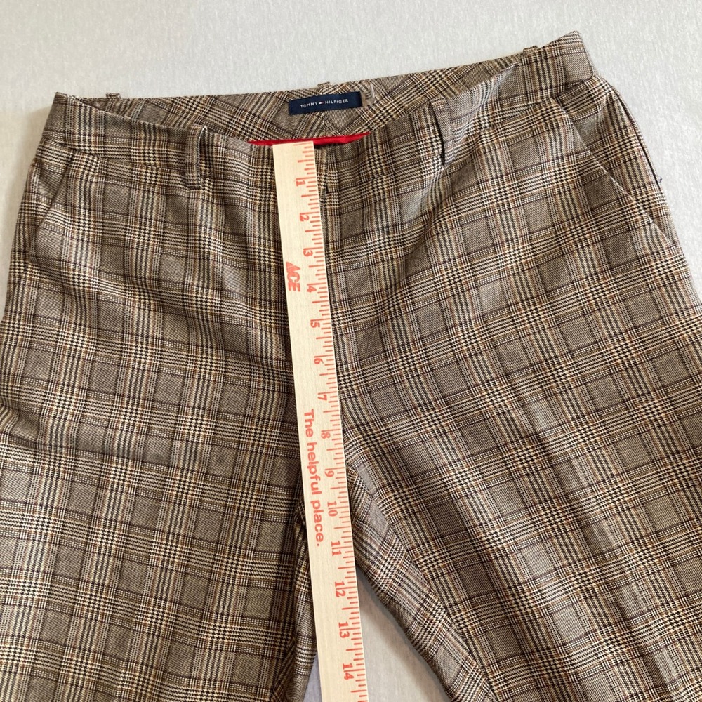 Tommy Hilfiger Women 4 Brown Glen Plaid Slim Leg Trousers H98PZ16B Business - Picture 6 of 12